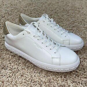 Michael Kors Women’s Grove Embellished Leather Sneakers Shoes White, Size 11M